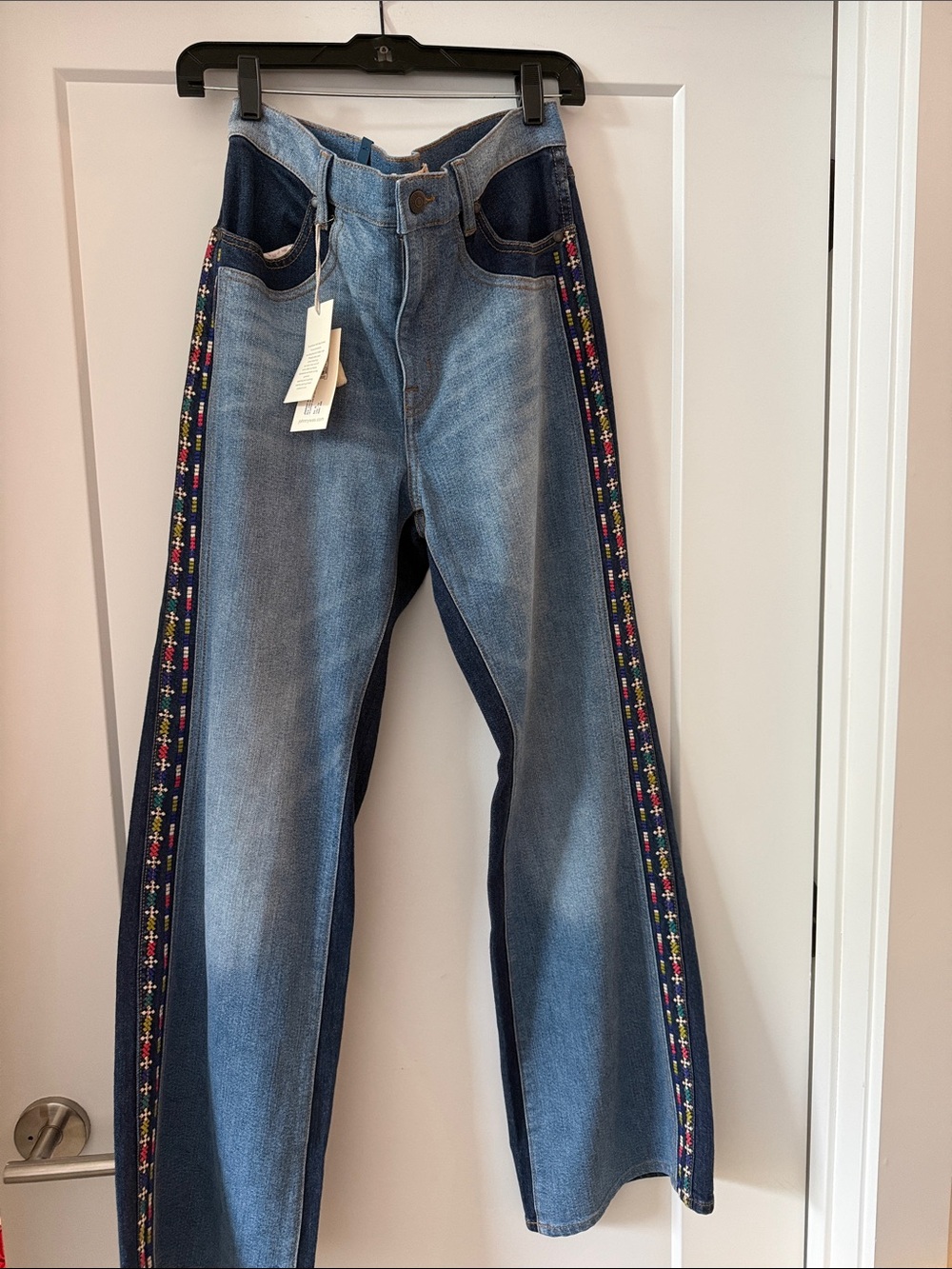 Johnny Was Contrast Wide Leg Jean - Picture 3 of 8